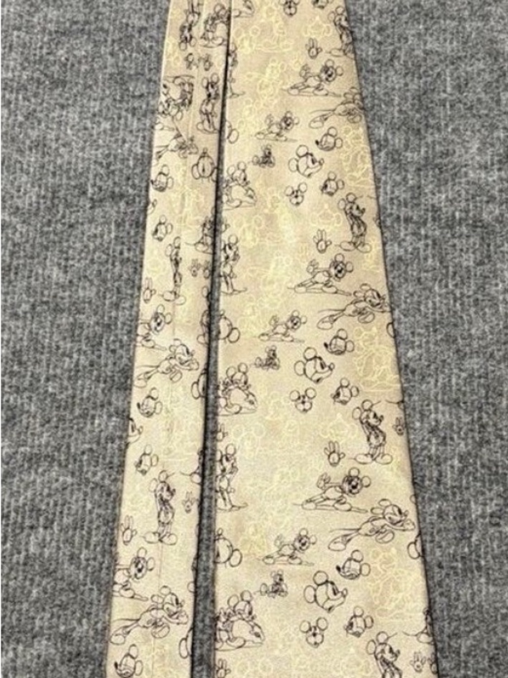 Walt Disney World Men's Beige Patterned Tie with Character Sketch Print